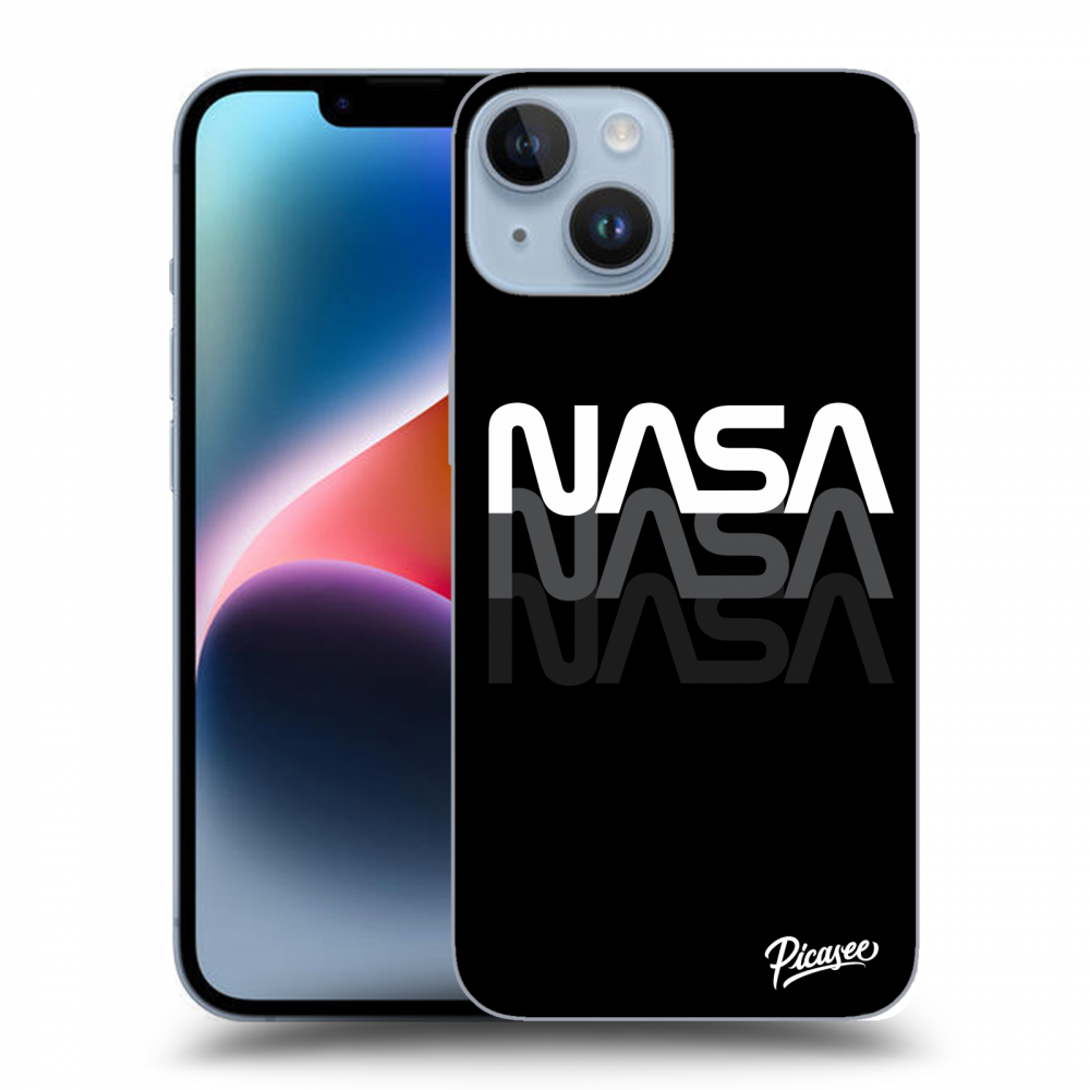 Picasee crna silikonska maskica za Apple iPhone 14 - NASA Triple