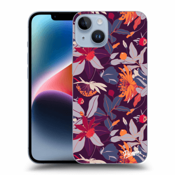 Picasee crna silikonska maskica za Apple iPhone 14 - Purple Leaf