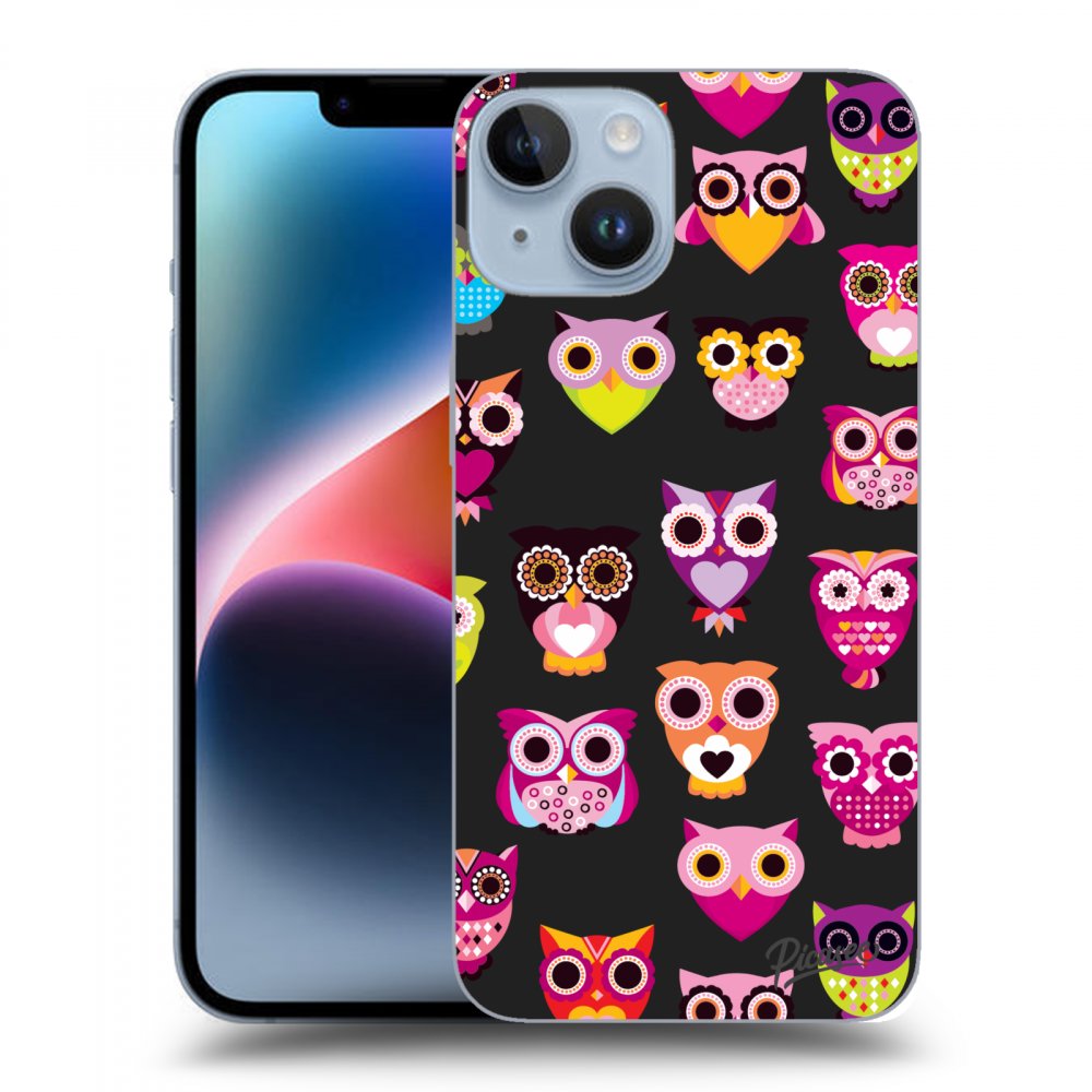 Picasee crna silikonska maskica za Apple iPhone 14 - Owls