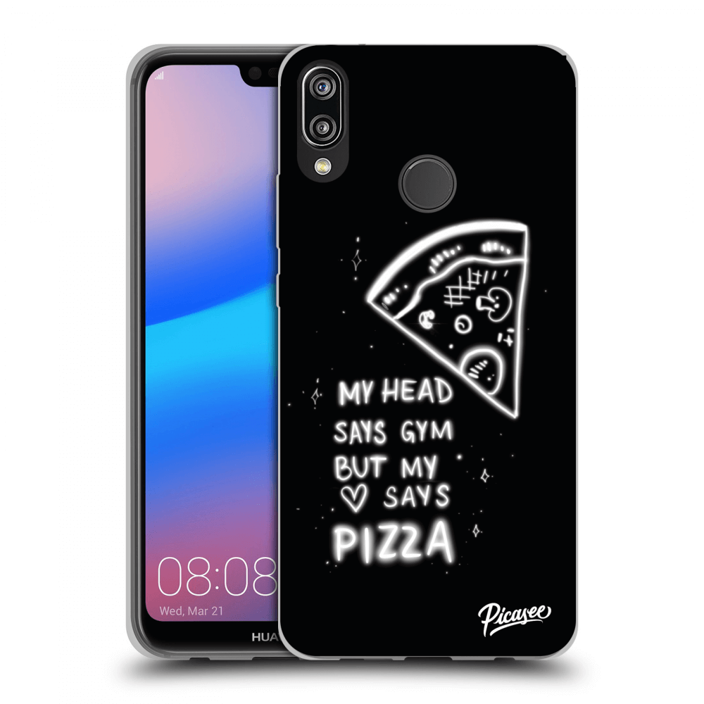 Picasee crna silikonska maskica za Huawei P20 Lite - Pizza