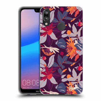 Picasee crna silikonska maskica za Huawei P20 Lite - Purple Leaf