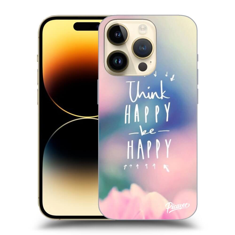 Picasee crna silikonska maskica za Apple iPhone 14 Pro - Think happy be happy