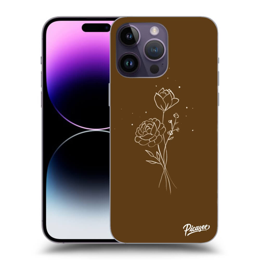 Picasee silikonska prozirna maskica za Apple iPhone 14 Pro Max - Brown flowers