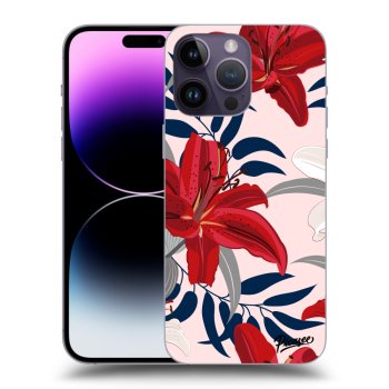 Picasee crna silikonska maskica za Apple iPhone 14 Pro Max - Red Lily