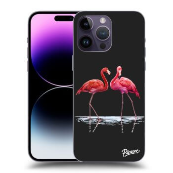 Picasee crna silikonska maskica za Apple iPhone 14 Pro Max - Flamingos couple
