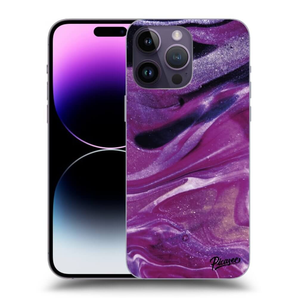 Picasee crna silikonska maskica za Apple iPhone 14 Pro Max - Purple glitter
