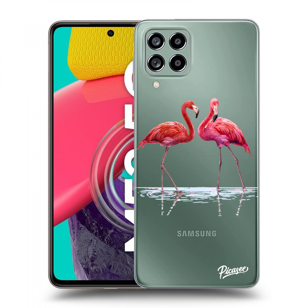 Picasee silikonska prozirna maskica za Samsung Galaxy M53 5G - Flamingos couple