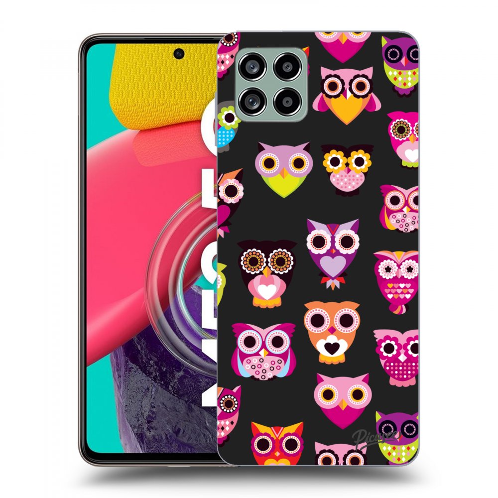 Picasee crna silikonska maskica za Samsung Galaxy M53 5G - Owls