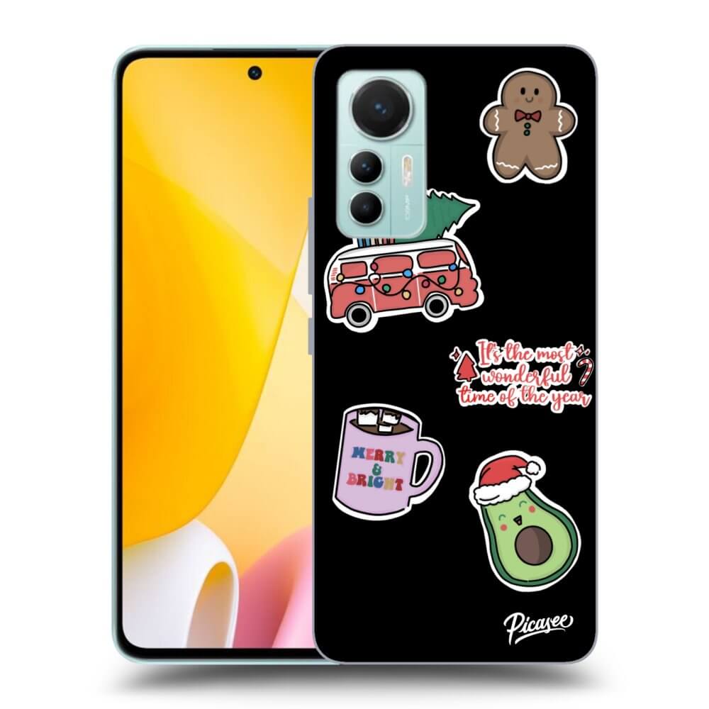 Picasee crna silikonska maskica za Xiaomi 12 Lite - Christmas Stickers