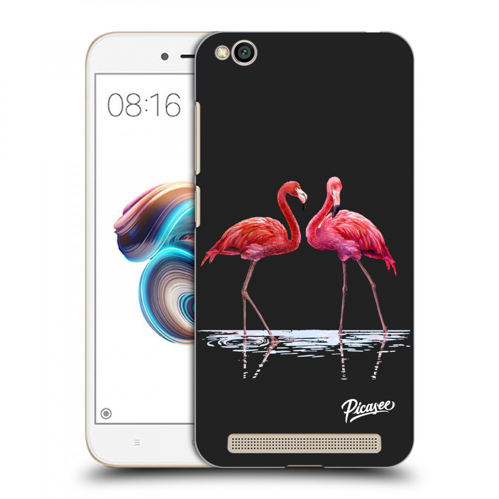 Picasee crna silikonska maskica za Xiaomi Redmi 5A - Flamingos couple