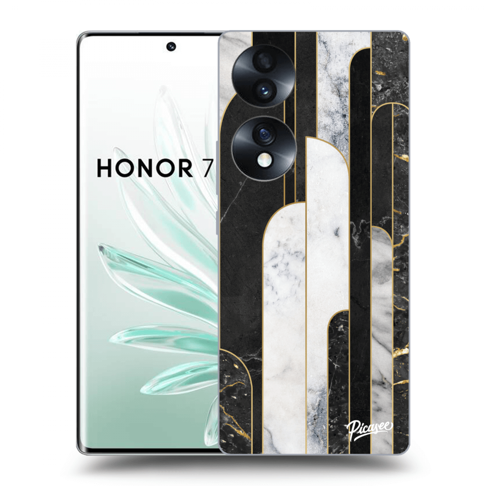 Picasee silikonska prozirna maskica za Honor 70 - Black & White tile