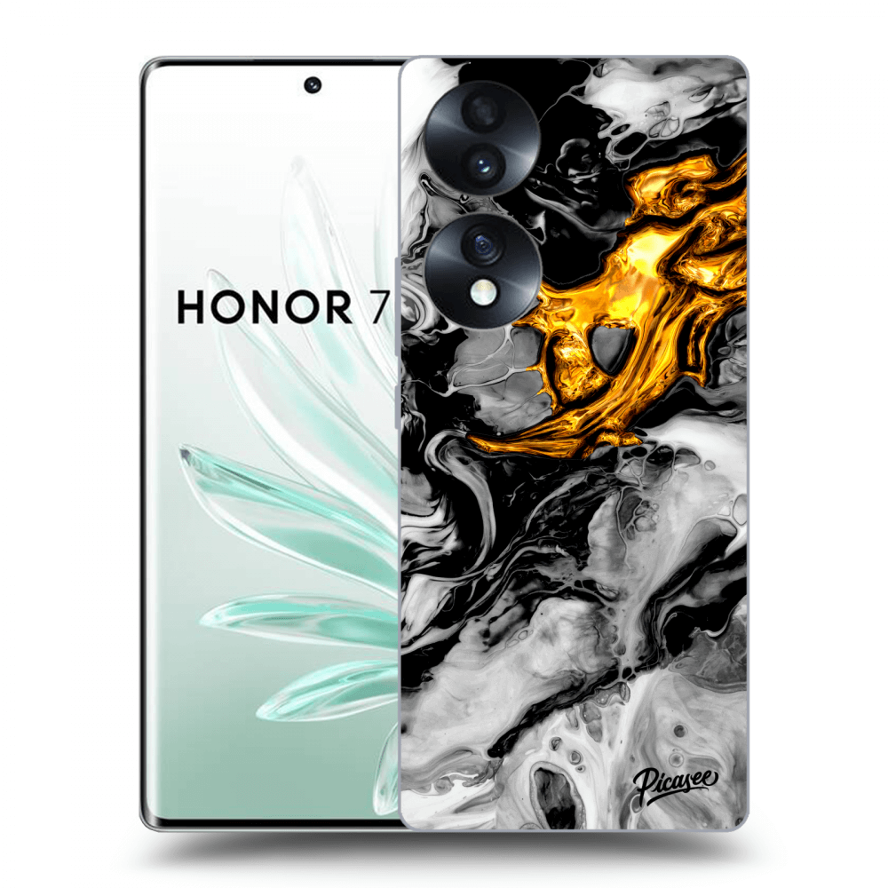 Picasee silikonska prozirna maskica za Honor 70 - Black Gold 2