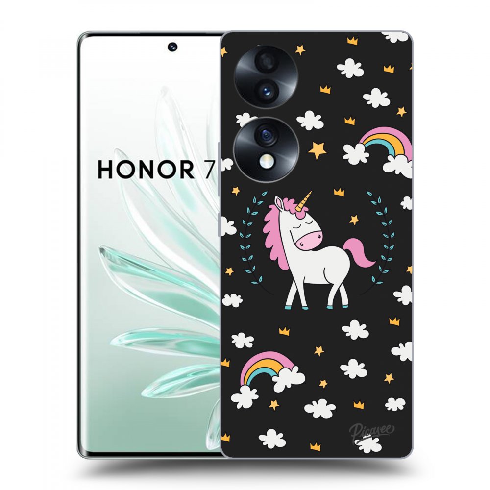 Picasee crna silikonska maskica za Honor 70 - Unicorn star heaven