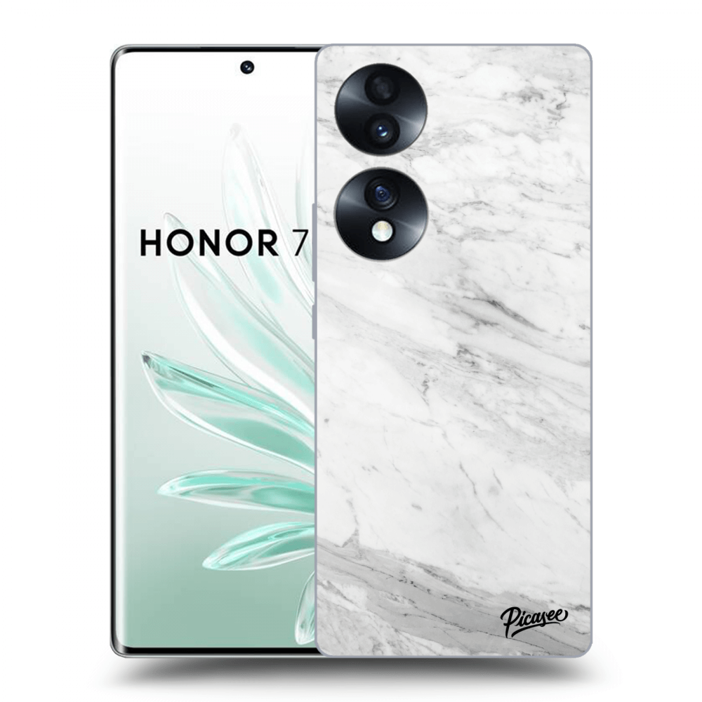 Picasee crna silikonska maskica za Honor 70 - White marble