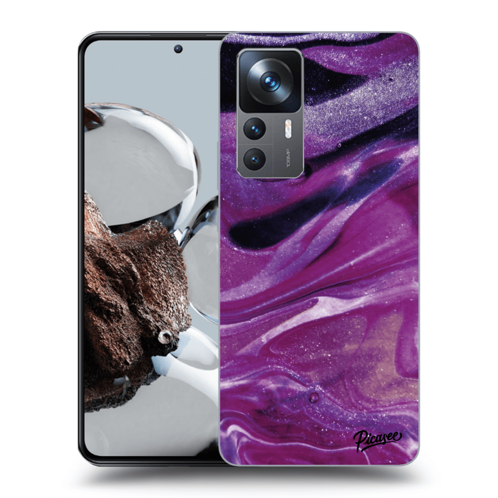 Picasee crna silikonska maskica za Xiaomi 12T - Purple glitter