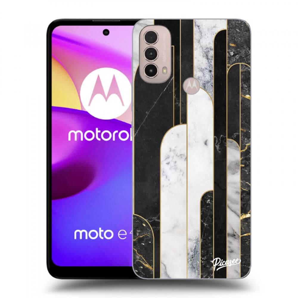 Picasee crna silikonska maskica za Motorola Moto E40 - Black & White tile