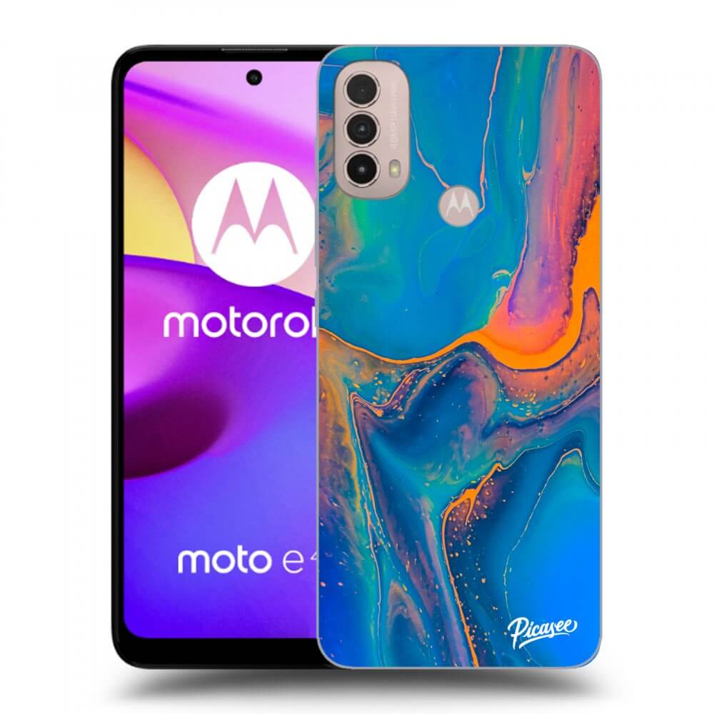 Picasee crna silikonska maskica za Motorola Moto E40 - Rainbow