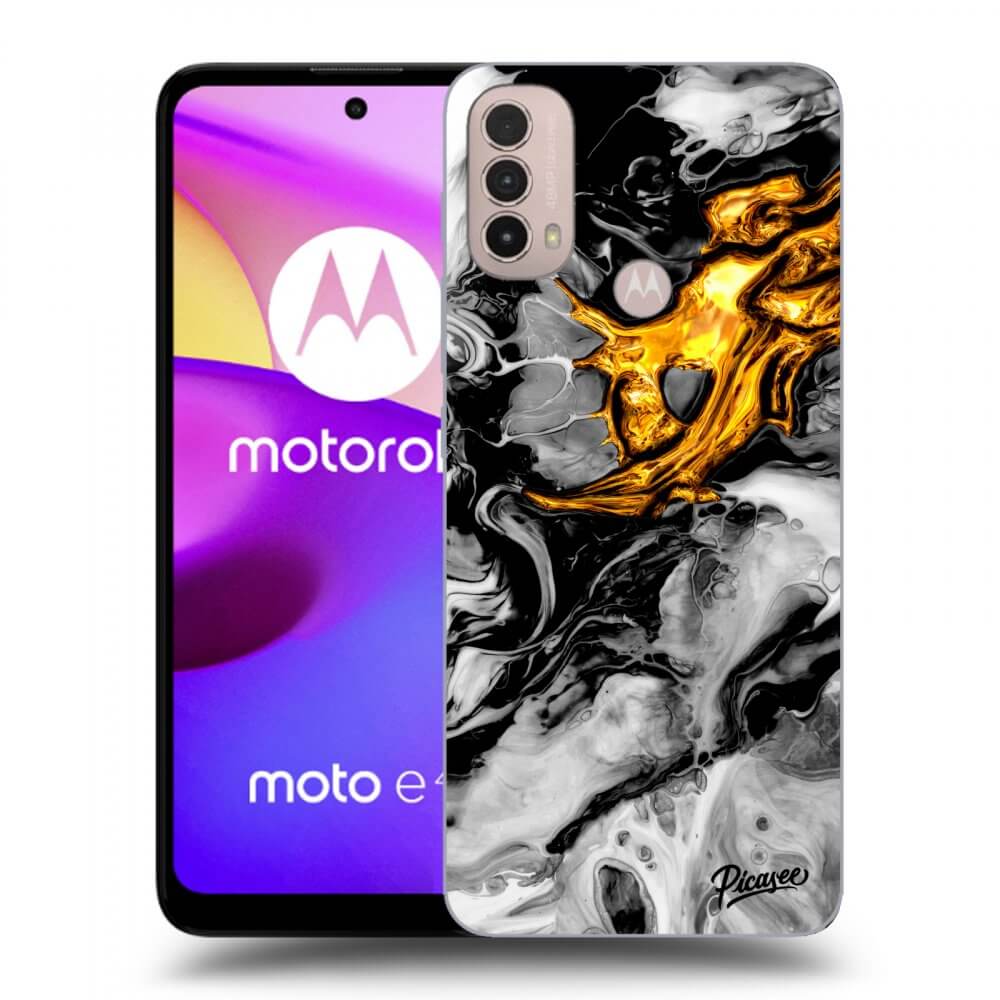 Picasee crna silikonska maskica za Motorola Moto E40 - Black Gold 2