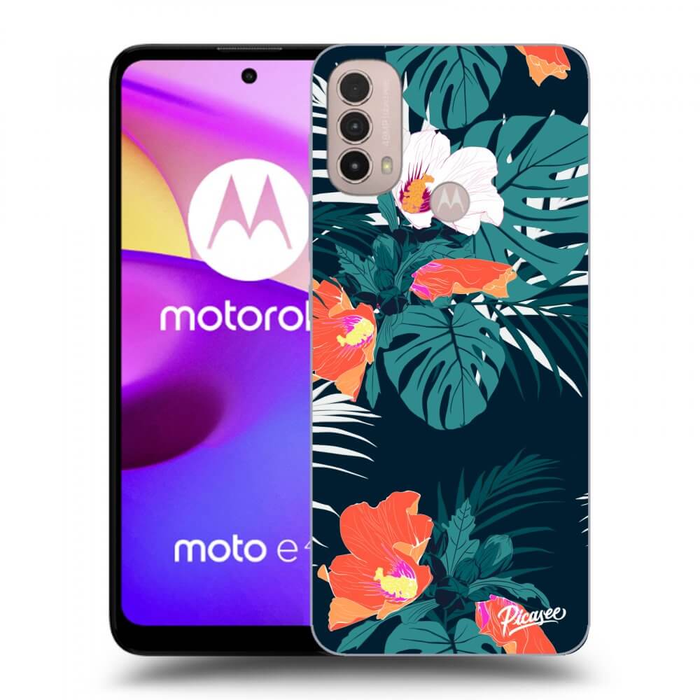 Picasee crna silikonska maskica za Motorola Moto E40 - Monstera Color