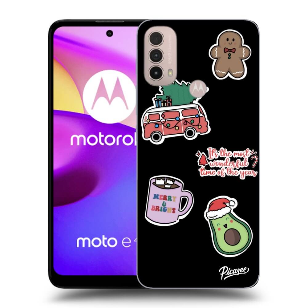Picasee crna silikonska maskica za Motorola Moto E40 - Christmas Stickers