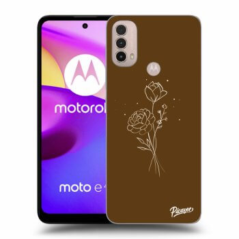 Picasee crna silikonska maskica za Motorola Moto E40 - Brown flowers
