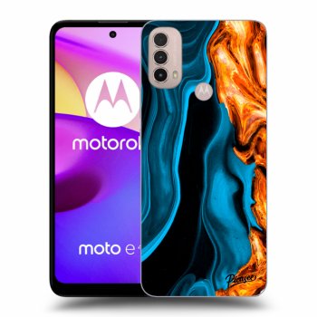 Picasee crna silikonska maskica za Motorola Moto E40 - Gold blue