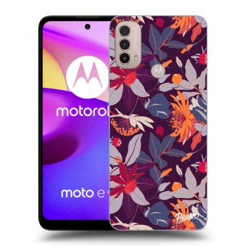 Picasee crna silikonska maskica za Motorola Moto E40 - Purple Leaf