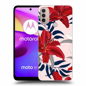 Picasee crna silikonska maskica za Motorola Moto E40 - Red Lily
