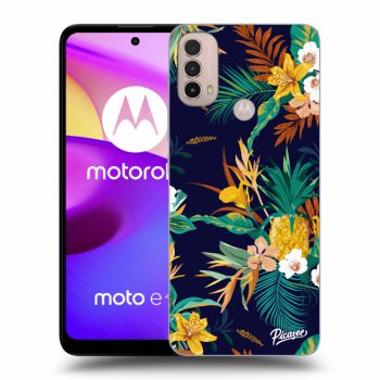 Picasee crna silikonska maskica za Motorola Moto E40 - Pineapple Color