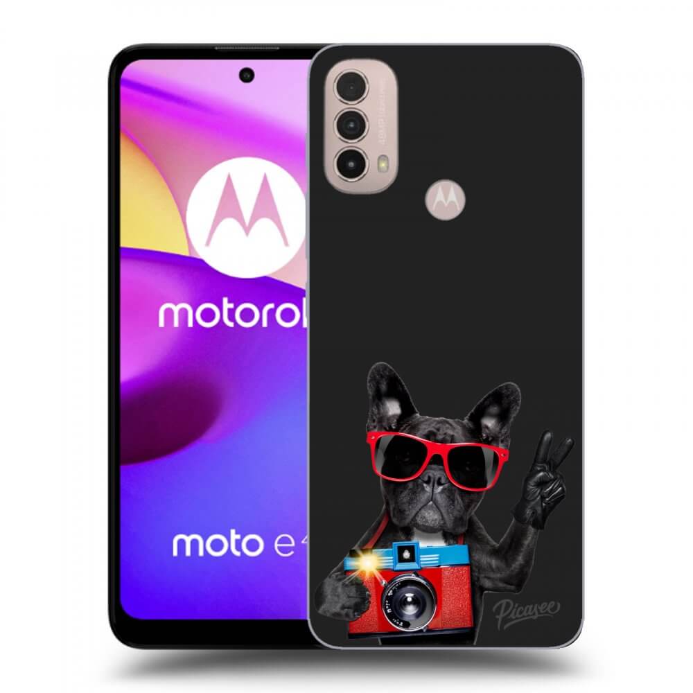 Picasee crna silikonska maskica za Motorola Moto E40 - French Bulldog