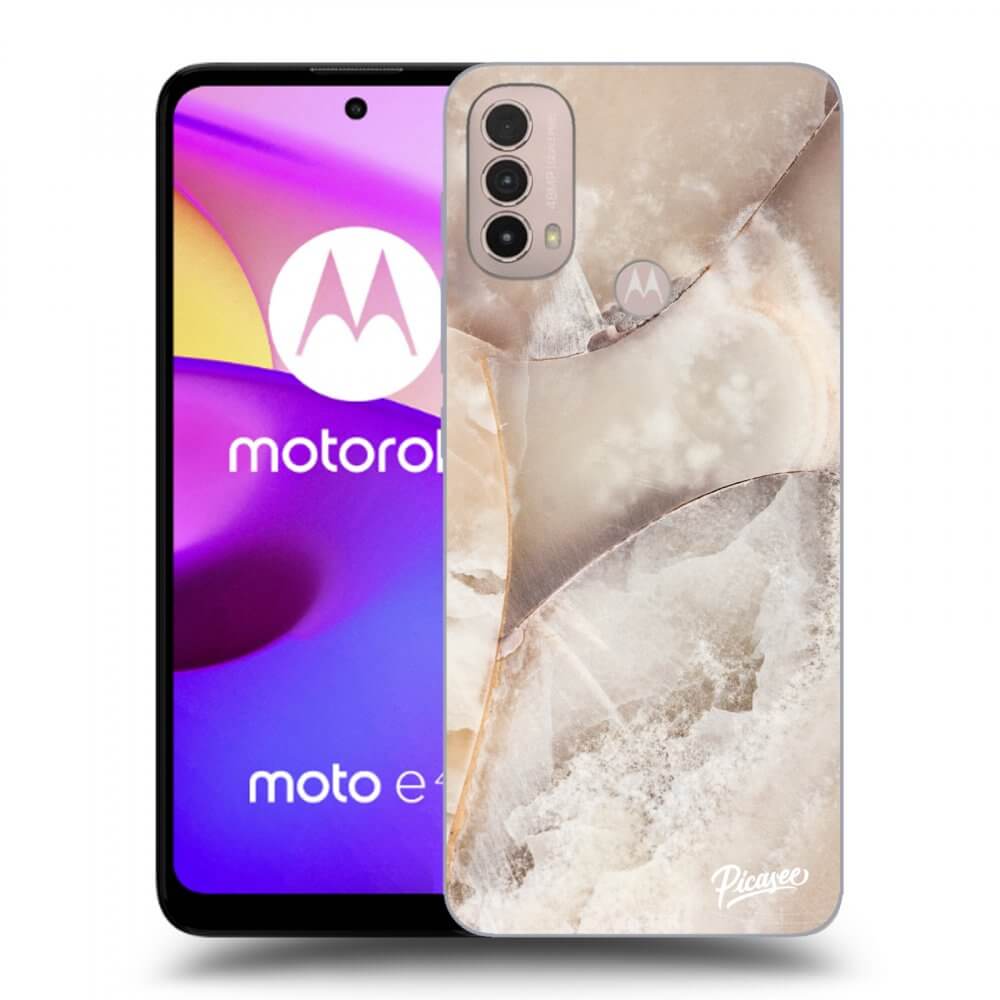 Picasee crna silikonska maskica za Motorola Moto E40 - Cream marble