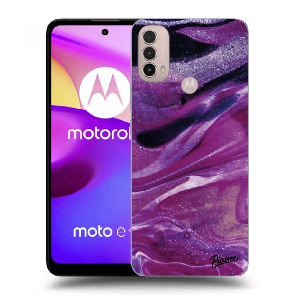 Picasee crna silikonska maskica za Motorola Moto E40 - Purple glitter