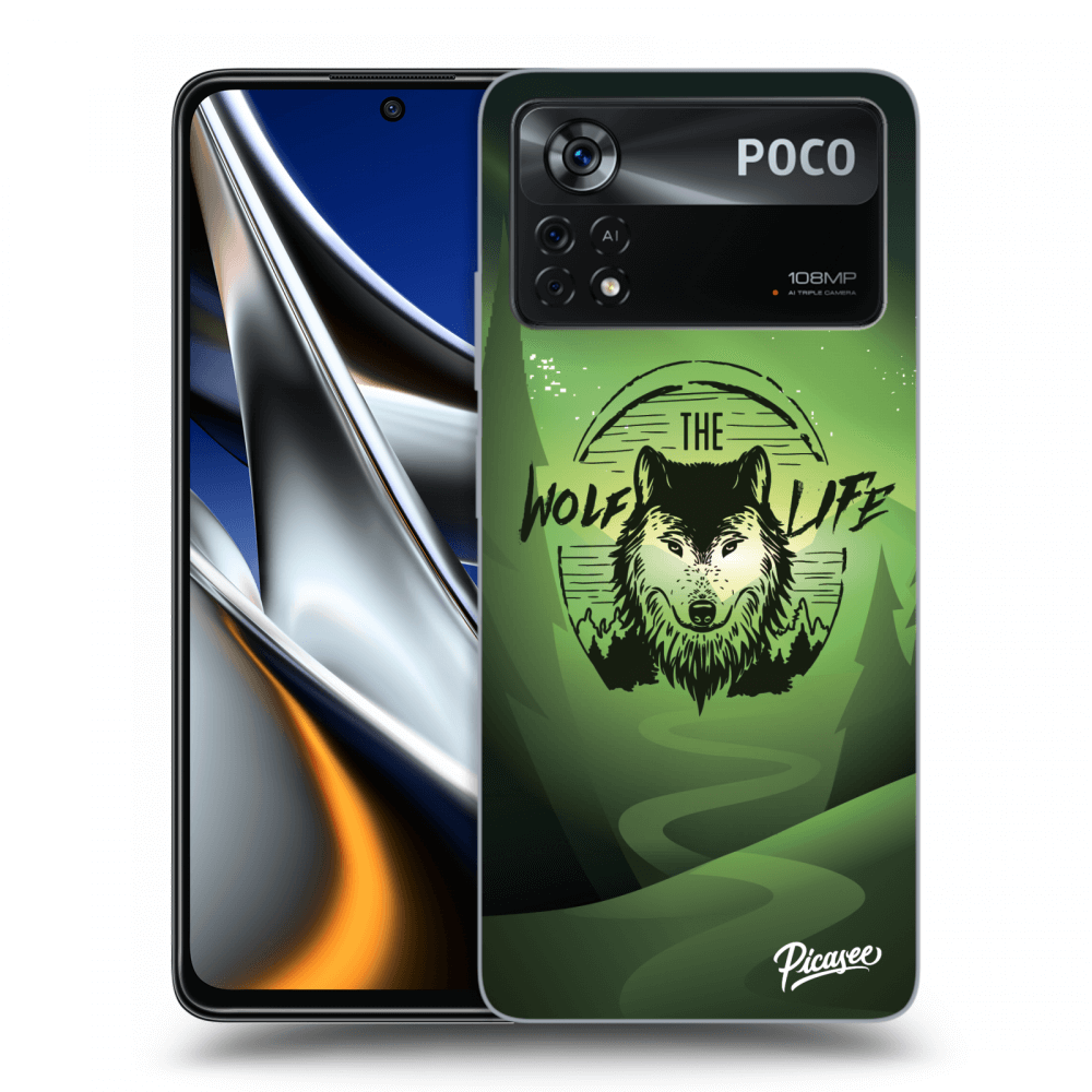 Picasee crna silikonska maskica za Xiaomi Poco M4 Pro - Wolf life