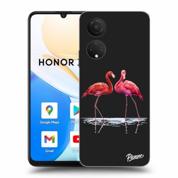 Picasee crna silikonska maskica za Honor X7 - Flamingos couple