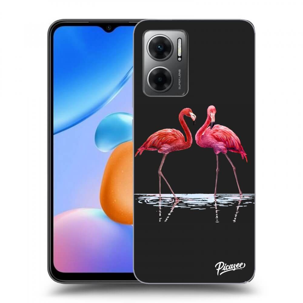 Picasee crna silikonska maskica za Xiaomi Redmi 10 5G - Flamingos couple