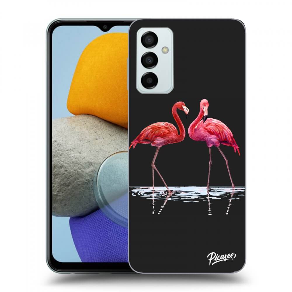 Picasee crna silikonska maskica za Samsung Galaxy M23 5G - Flamingos couple