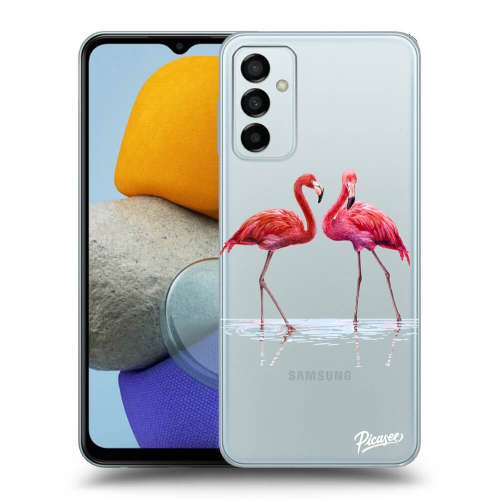 Picasee silikonska prozirna maskica za Samsung Galaxy M23 5G - Flamingos couple