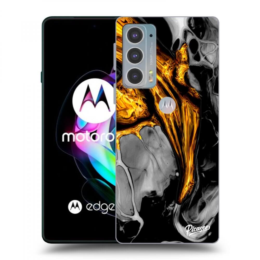 Picasee crna silikonska maskica za Motorola Edge 20 - Black Gold
