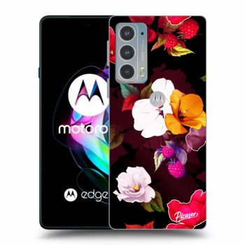 Picasee crna silikonska maskica za Motorola Edge 20 - Flowers and Berries