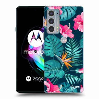 Picasee silikonska prozirna maskica za Motorola Edge 20 - Pink Monstera