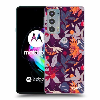 Picasee crna silikonska maskica za Motorola Edge 20 - Purple Leaf
