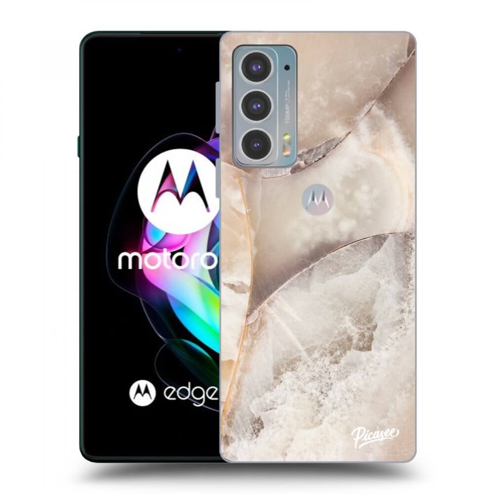 Picasee crna silikonska maskica za Motorola Edge 20 - Cream marble