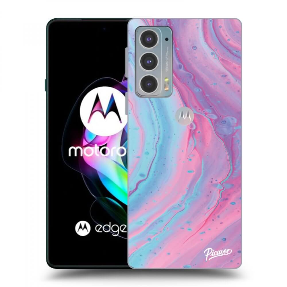 Picasee crna silikonska maskica za Motorola Edge 20 - Pink liquid