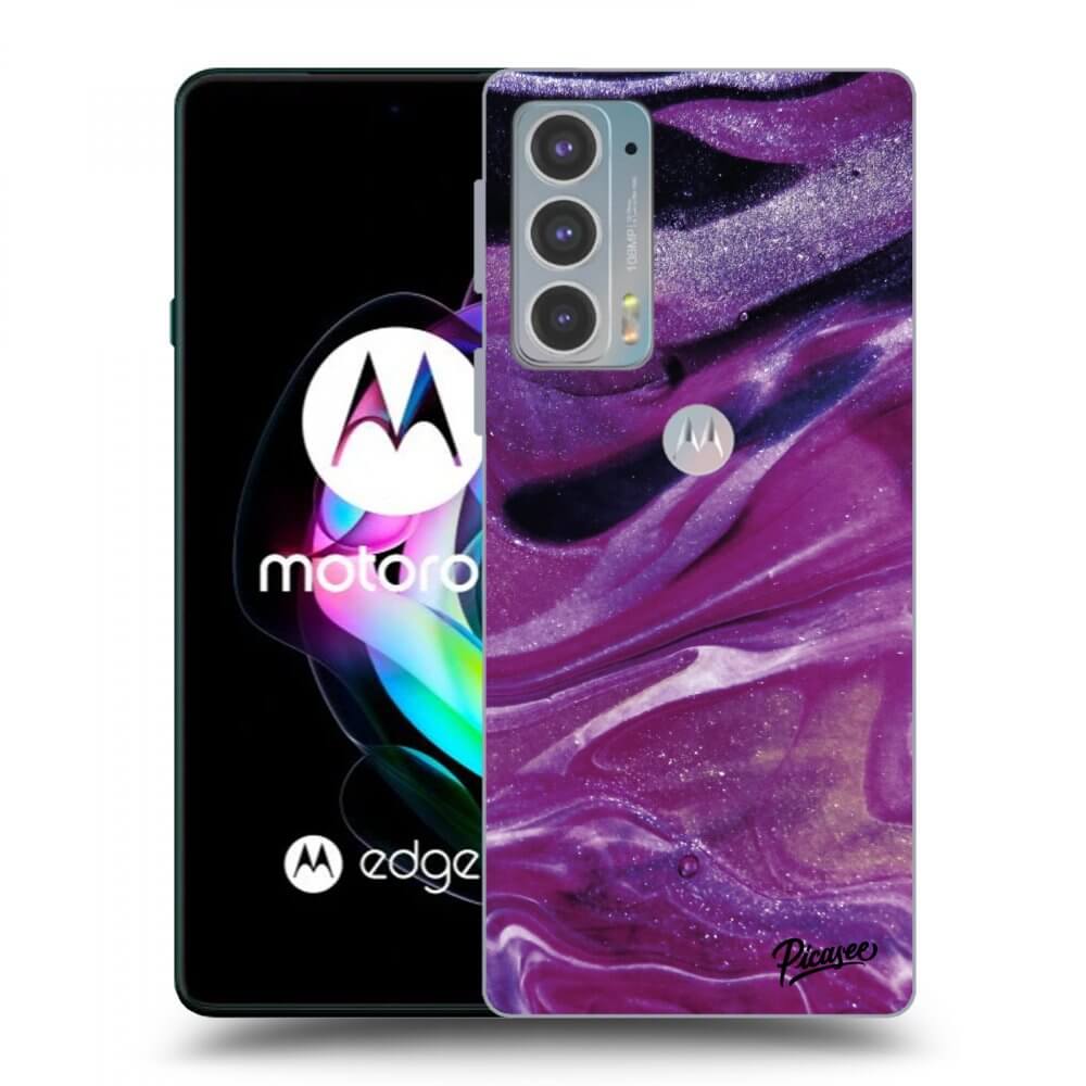 Picasee crna silikonska maskica za Motorola Edge 20 - Purple glitter