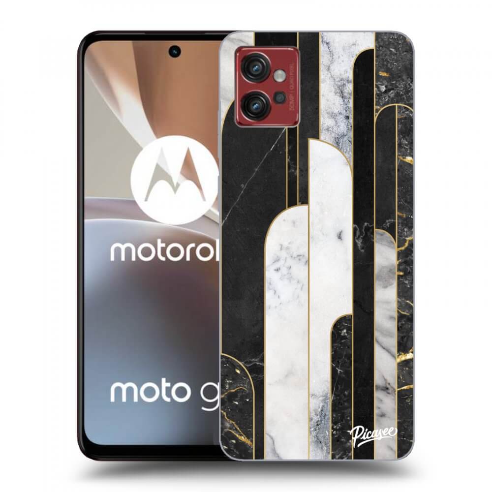 Picasee silikonska prozirna maskica za Motorola Moto G32 - Black & White tile