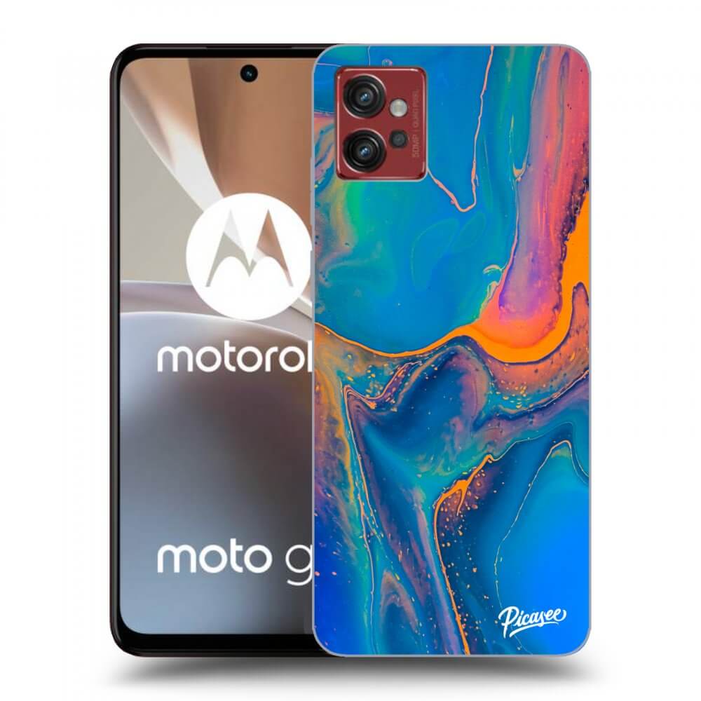 Picasee crna silikonska maskica za Motorola Moto G32 - Rainbow