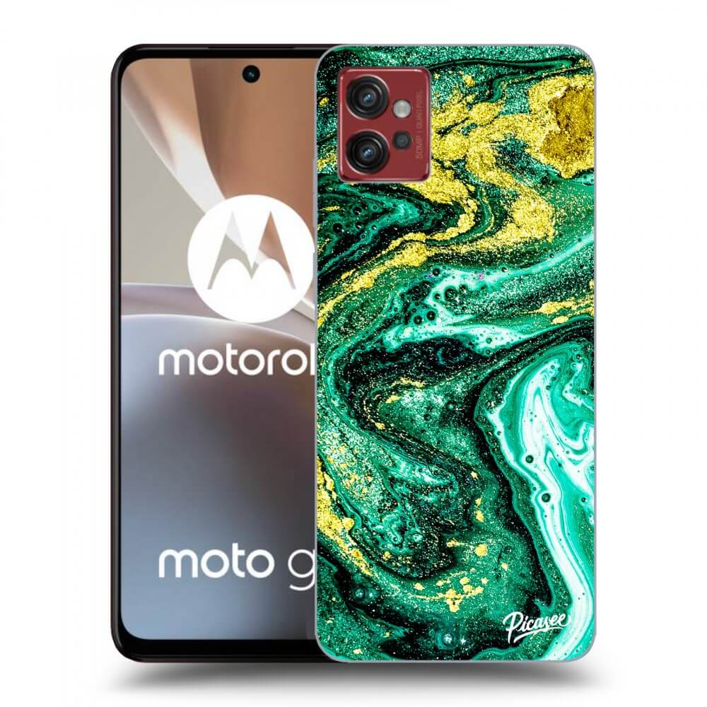 Picasee crna silikonska maskica za Motorola Moto G32 - Green Gold