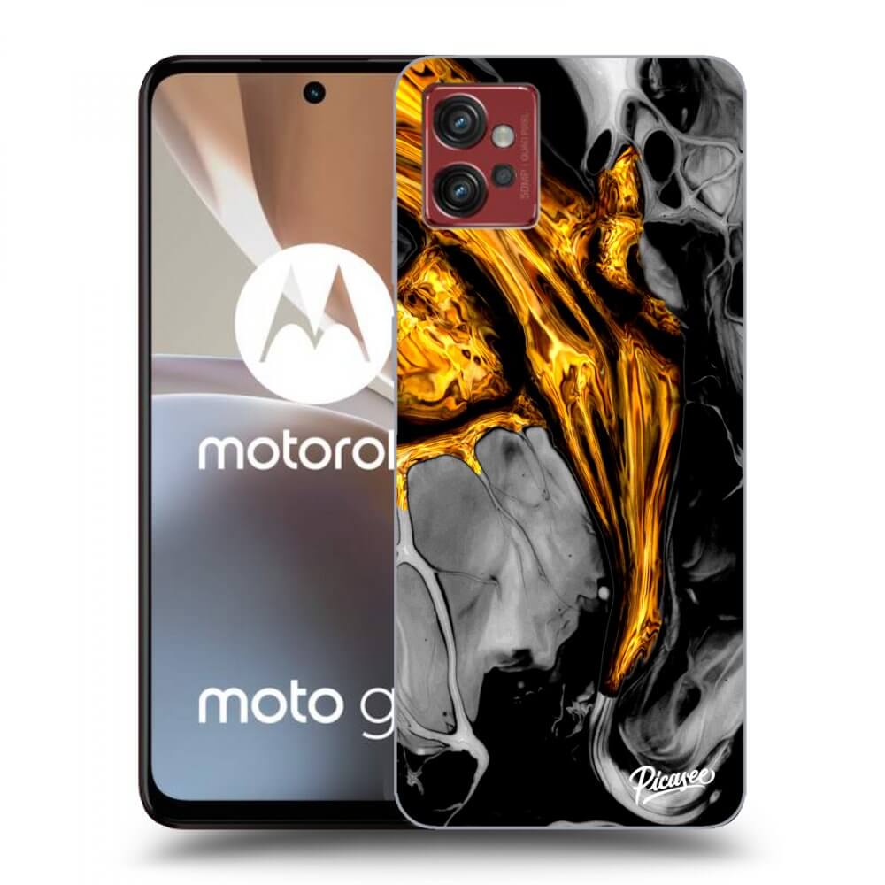 Picasee crna silikonska maskica za Motorola Moto G32 - Black Gold