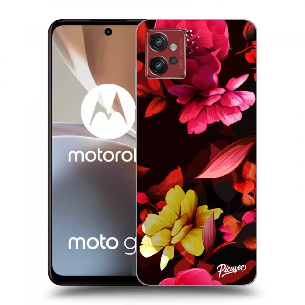Picasee crna silikonska maskica za Motorola Moto G32 - Dark Peonny