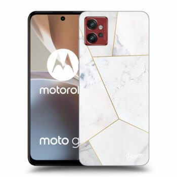 Picasee crna silikonska maskica za Motorola Moto G32 - White tile